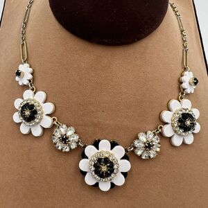 Kate Spade Necklace Shadow Blossoms Bib Statement Rhinestone Bold Gold Crystal